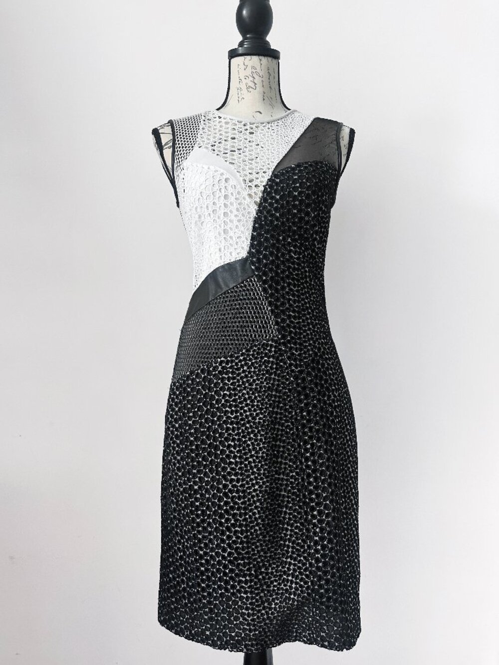 Yigal Azrouël Lamb Leather 3D Mesh Dress 4